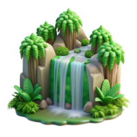 extraordinary creative Forest Waterfall Side View with Bright Green Foliage Transparent exclusive png