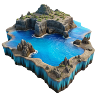 dramatic minimalist Fractal Coastline Isolated Serene Water Reflection authentic png