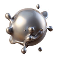 stunning minimalist Liquid Mercury Splash Side View Transparent Background genuine png