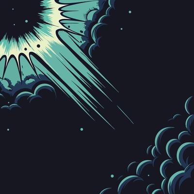 Teal Space Explosion Comic Art