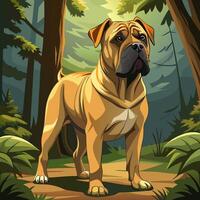 Boerboel Dog in Forest, Canine Illustration vector