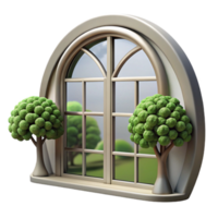maravilloso artístico reflejado arboles en distorsionado ventana cristal separar original png