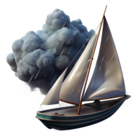 wonderful rustic Sailboat in Squall Transparent Background with Dark Clouds authentic png