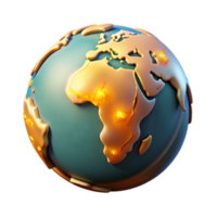 dramatic traditional Stylized Globe Map with Glowing Continents Cutout exclusive png