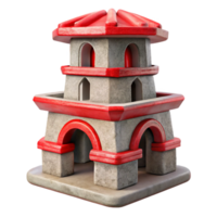 wonderful abstract Terraform Tower Cutout with Red Accents Isolated png