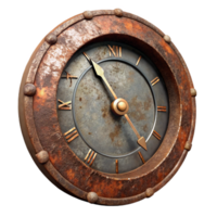 magnificent creative Time Decaying Clock Face Isolated with Rust Effect premium png