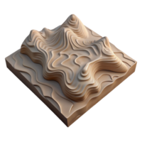 beautiful minimalist Topographic Map with Realistic Terrain Cutout Isolated high quality png
