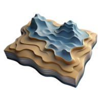 elegant creative Topographic Map with Shadows Isolated Element Depth Effect high quality png