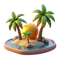 beautiful artistic Tropical Island Sunset Haven Isolated on Transparent Background high quality png