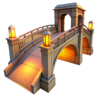 magnificent contemporary Urban Bridge at Twilight Isolated with Reflective Water high resolution png