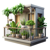 serein rustique Urbain jungle balcon avec les plantes isolé élément authentique png