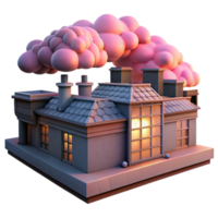 magnificent rustic Urban Rooftop View at Dusk Isolated Pink Clouds authentic png