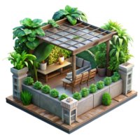 stunning rustic Urban Jungle Roof Garden Transparent Background Lush Greenery authentic png