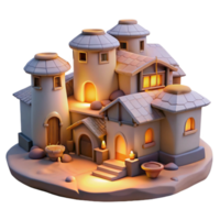 stunning rustic Vespera Village Cutout Soft Evening Glow Isolated high resolution png