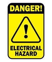 Warning danger sign. electrical hazard on rectangle yellow and black color background vector