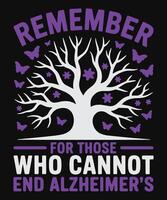 Tree Illustration Remember for Those Who Cannot End Alzheimer's Awareness vector