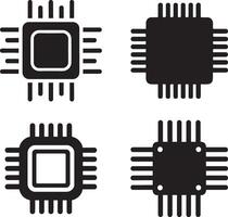 Illustration of Four CPU or IC Chip Design, AI Chip vector