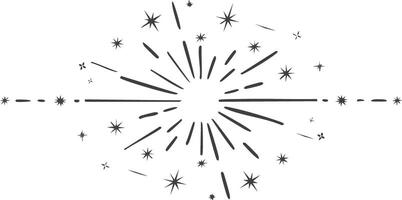 A black and white drawing of a starburst vector