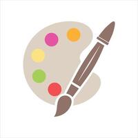 A paint brush and palette icon on a white background vector