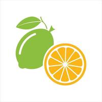 An orange and a lime are shown on a white background vector