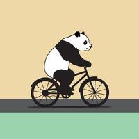 a panda bear riding a bicycle in a flat style. vector