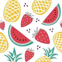 Seamless pattern with fruits and berries vector