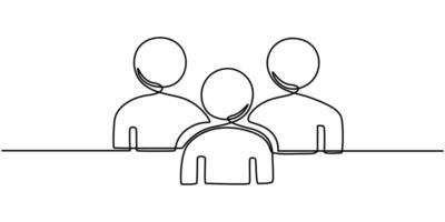 Continuous One Line Drawing of Community Icon. Single Line Illustration vector