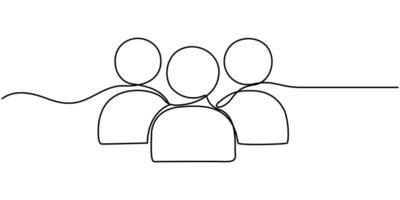 Continuous on Line Drawing of Business Team Icon. vector