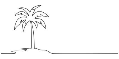 Palm Tree Single One Line Drawing with Editable Stroke. vector