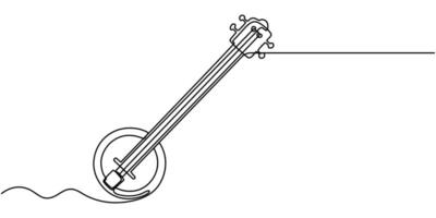 continuous on line drawing banjo music instrument illustration vector