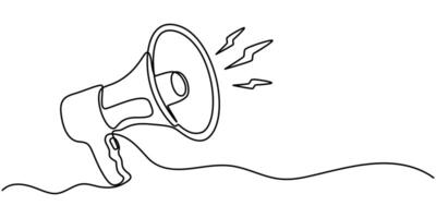 Continuous one line drawing megaphone Speaker Single Line Icon illustrations vector