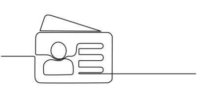 Continuous one line drawing identification card illustration vector