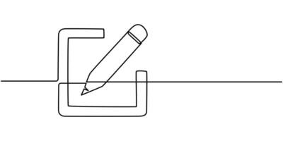 continuous one line drawing, Edit sign and symbol Pencil icon. vector