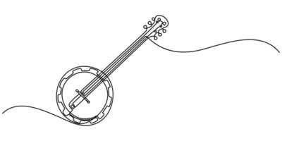 continuous on line drawing of a banjo. vector