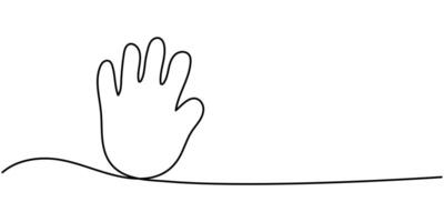 child hand print line art style illustration continuous on line drawing vector