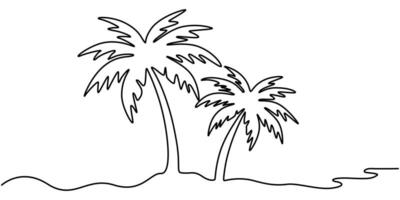 Continuous one line art drawing of palm tree illustration design vector