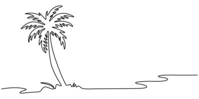 Continuous one single minimal line drawing palm tree vector