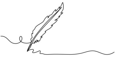 Continuous Line Drawing of Feather Icon. Hand Drawn Symbol Design Illustration. vector