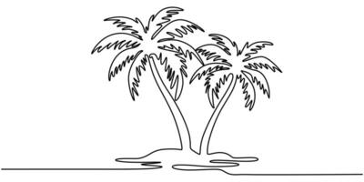 Continuous one line drawing palm tree logo icon vector