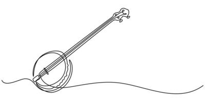 string guitar one line continuous drawing. Musical instruments continuous one line illustration vector