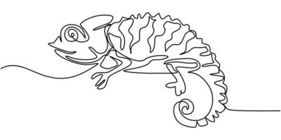 One continuous line drawing of Chameleon illustration vector