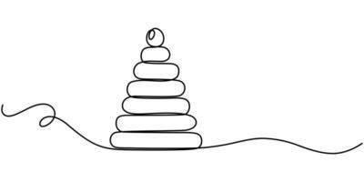 Continuous one line drawing, Toy pyramide icon, Kid toy pyramide icon. vector