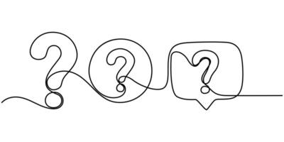 Question icons illustrations continuous one line drawing vector