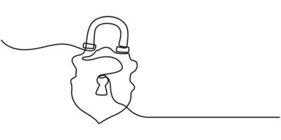 padlock inside continuous line drawing. Protect and security vector