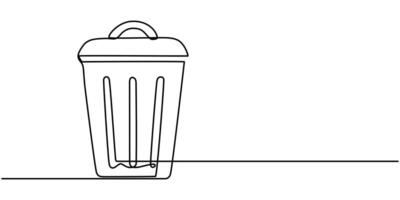 Garbage Multicolor Line Icon with Editable Stroke continuous one line drawing, vector