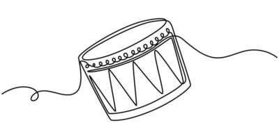 Continuous Line Drawing of Drum Icon. Hand Drawn Symbol Illustration vector