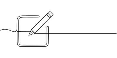 continuous one line drawing, sign up icon pencle icon set black filled and outlined style, one line vector