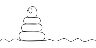 Baby toy pyramide icon continuous on line drawing vector
