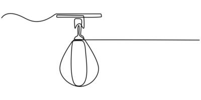 Hitting the heavy bag continuous one line drawing vector