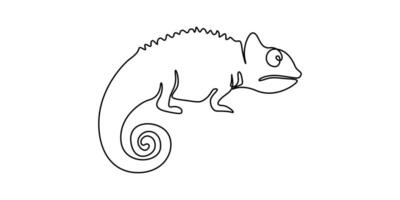 Drawing a continuous line Chameleon on white isolated background vector